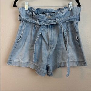 Veronica Beard Nori Extra High Rise Paper Bag Denim Short 24 Nova Wash belt
